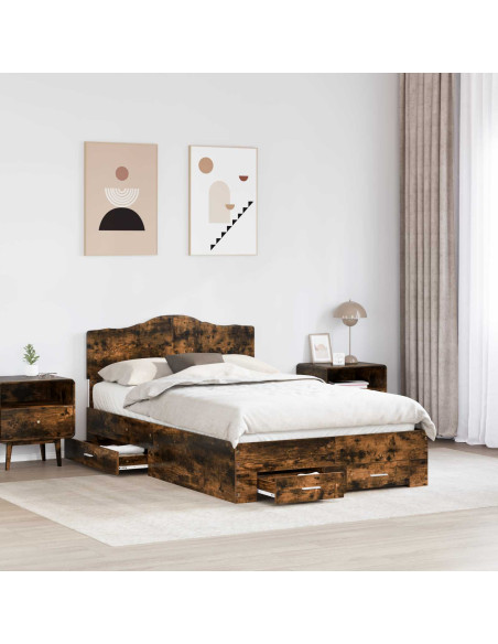 Struttura del letto Rovere fumé 120 x 190 cm Legno multistrato