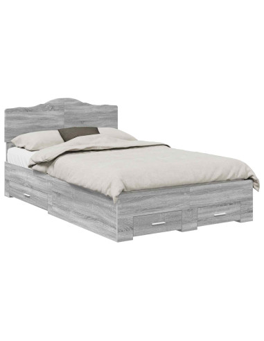 Struttura del letto con testiera Grigio Sonoma 120 x 190 cm