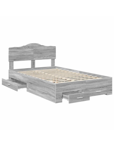 Struttura del letto con testiera Grigio Sonoma 120 x 190 cm