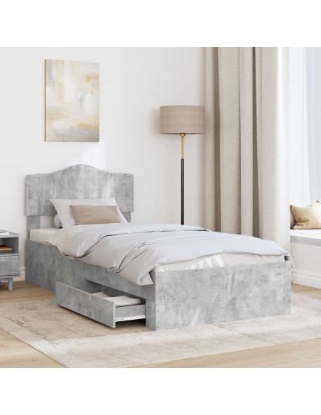 Struttura del letto con testiera Grigio cemento 100 x 200 cm