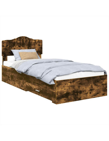 Struttura del letto Rovere fumé 100 x 200 cm Legno multistrato