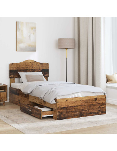 Struttura del letto con testiera Legno vecchio 100 x 200 cm