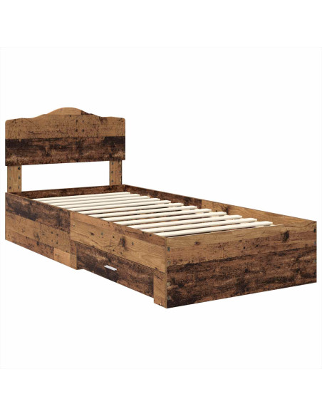 Struttura del letto con testiera Legno vecchio 100 x 200 cm