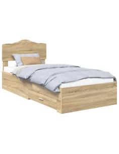 Struttura del letto Rovere Sonoma 90 x 200 cm Legno multistrato 2