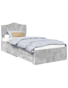 Struttura del letto con testiera Grigio cemento 90 x 200 cm 2