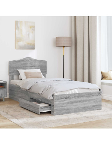 Struttura del letto Grigio Sonoma 90 x 200 cm Legno multistrato
