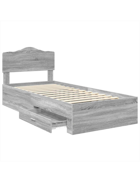Struttura del letto Grigio Sonoma 90 x 200 cm Legno multistrato