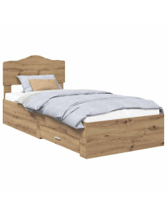 Struttura del letto con testiera Rovere artigianale 90 x 200 cm 2