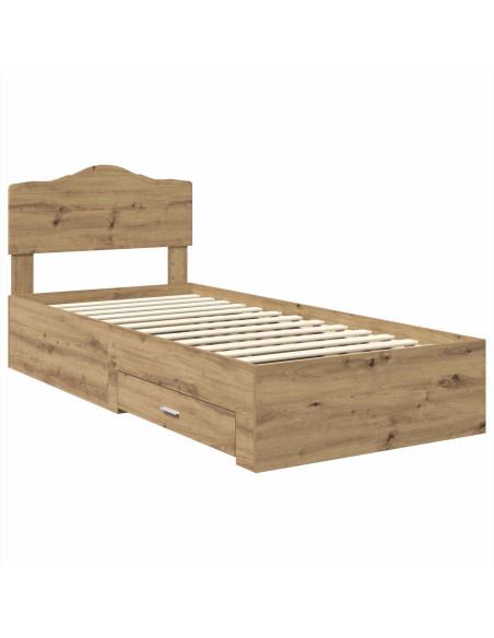 Struttura del letto con testiera Rovere artigianale 90 x 200 cm