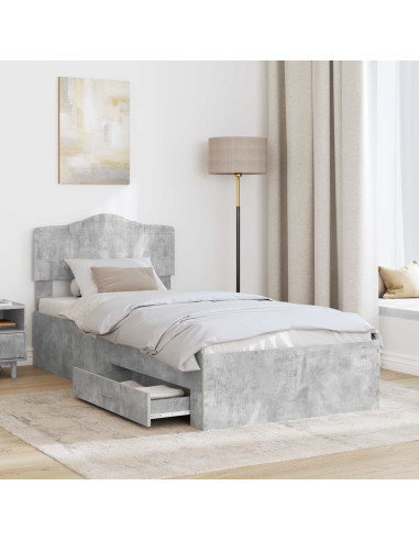 Struttura del letto con testiera Grigio cemento 90 x 190 cm