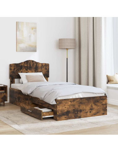 Struttura del letto Rovere fumé 90 x 190 cm Legno multistrato