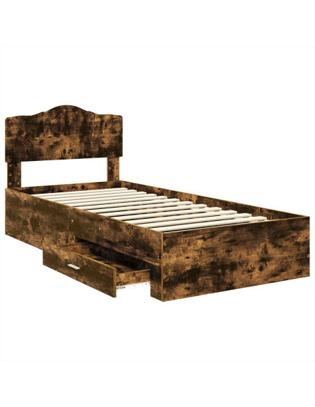 Struttura del letto Rovere fumé 90 x 190 cm Legno multistrato