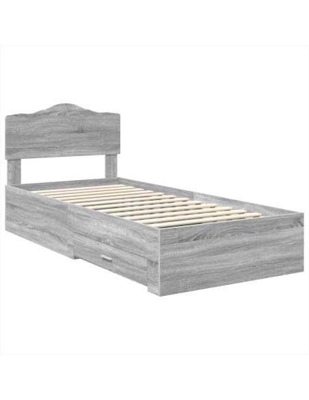 Struttura del letto Grigio Sonoma 90 x 190 cm Legno multistrato