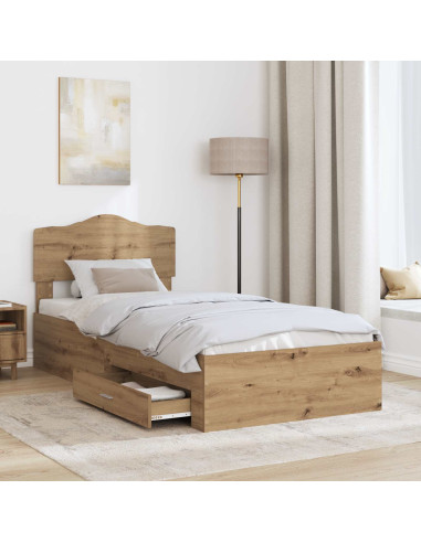 Struttura del letto con testiera Rovere artigianale 90 x 190 cm