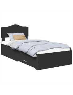 Struttura del letto Nero 70 x 190 cm Legno multistrato 2