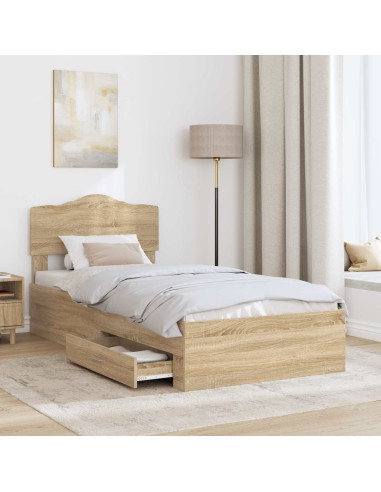 Struttura del letto Rovere Sonoma 70 x 190 cm Legno multistrato