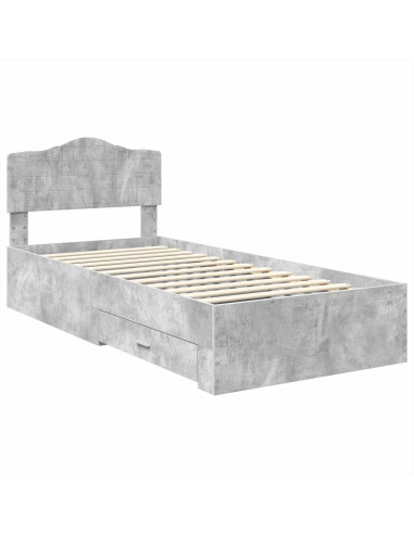Struttura del letto con testiera Grigio cemento 70 x 190 cm