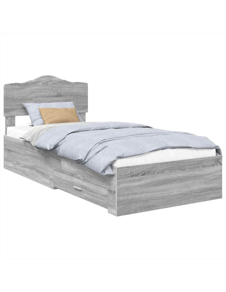 Struttura del letto Grigio Sonoma 70 x 190 cm Legno multistrato