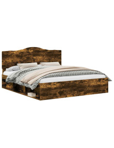 Struttura del letto Rovere fumé 200 x 200 cm Pino massello 2