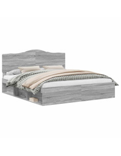 Struttura del letto Grigio Sonoma 200 x 200 cm Pino massello 2