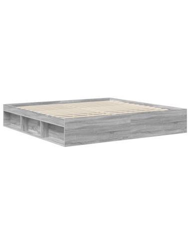 Struttura del letto Grigio Sonoma 200 x 200 cm Pino massello