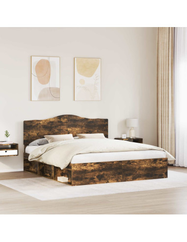 Struttura del letto Rovere fumé 180 x 200 cm Pino massello
