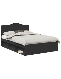 Struttura del letto Nero 160 x 200 cm Pino massello 2