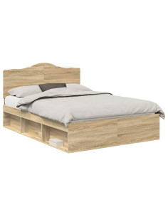 Struttura del letto Rovere Sonoma 150 x 200 cm Pino massello 2