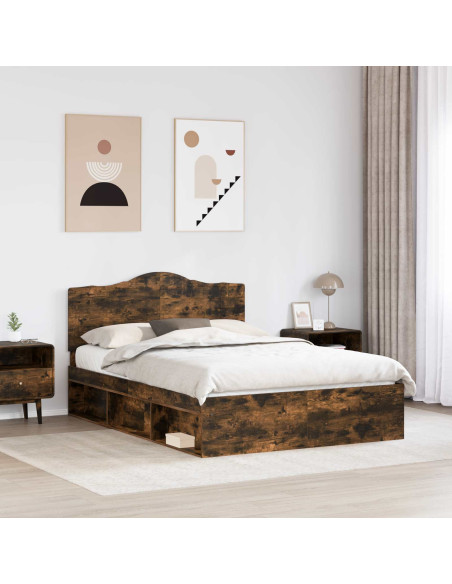 Struttura del letto Rovere fumé 140 x 200 cm Pino massello