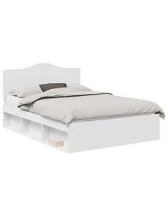 Struttura del letto Bianco 140 x 190 cm Pino massello 2