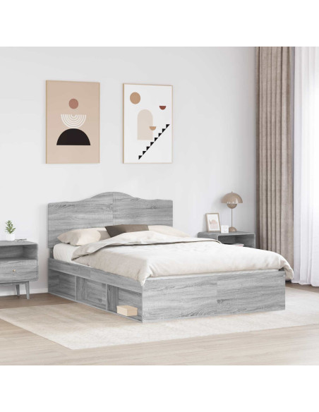 Struttura del letto Grigio Sonoma 140 x 190 cm Pino massello