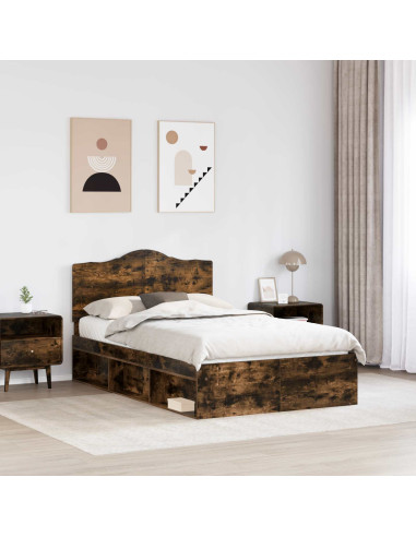 Struttura del letto Rovere fumé 135 x 190 cm Pino massello