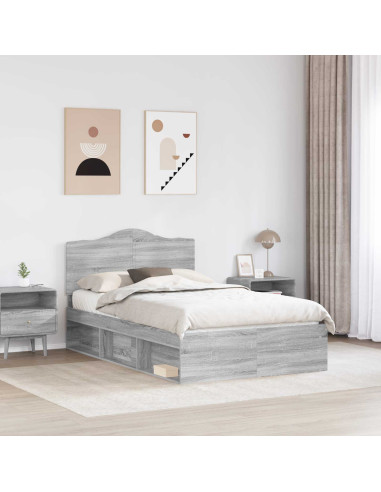 Struttura del letto Grigio Sonoma 135 x 190 cm Pino massello