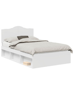 Struttura del letto Bianco 120 x 190 cm Pino massello 2