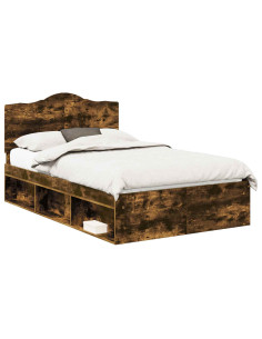 Struttura del letto Rovere fumé 120 x 190 cm Pino massello 2