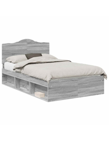 Struttura del letto Grigio Sonoma 120 x 190 cm Pino massello