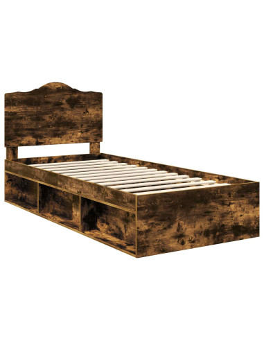 Struttura del letto Rovere fumé 100 x 200 cm Pino massello