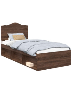 Struttura del letto Rovere Marrone 100 x 200 cm Pino massello 2