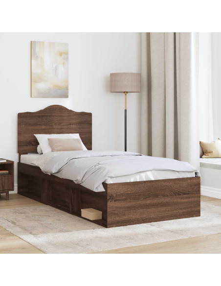 Struttura del letto Rovere Marrone 100 x 200 cm Pino massello