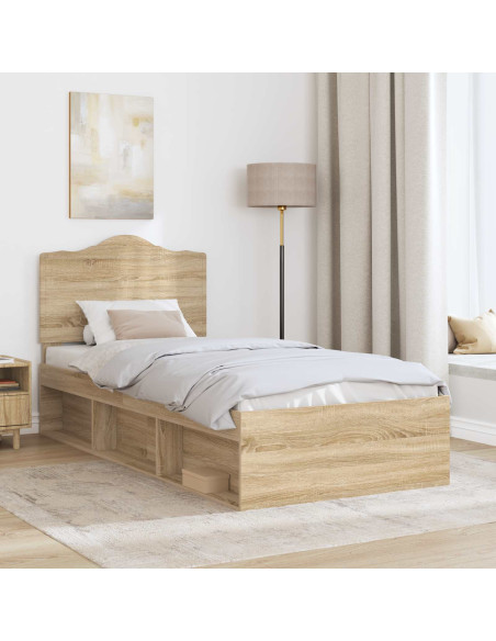 Struttura del letto Rovere Sonoma 90 x 200 cm Pino massello