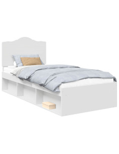 Struttura del letto Bianco 90 x 190 cm Pino massello 2