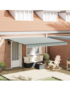 Tessuto per Tenda con Verde e Bianco 400 × 300 cm Poliestere