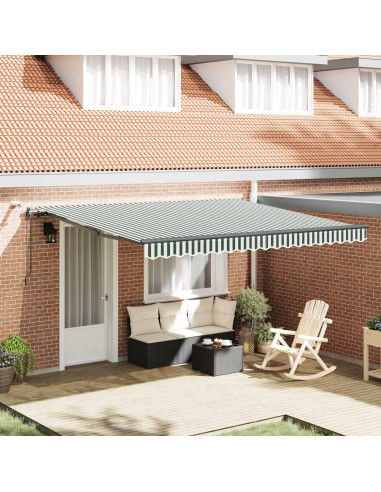 Tessuto per Tenda con Verde e Bianco 400 × 300 cm Poliestere