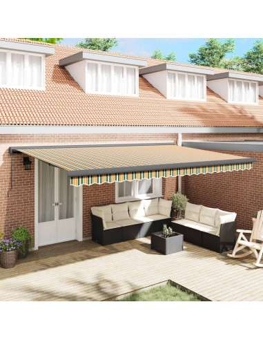 Tenda Retrattile Verde e Giallo 500 × 300 cm Tessuto e Metallo