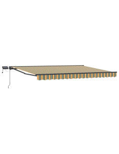 Cornice per Tenda Manuale con LED Verde e Giallo 4 × 3,5 m