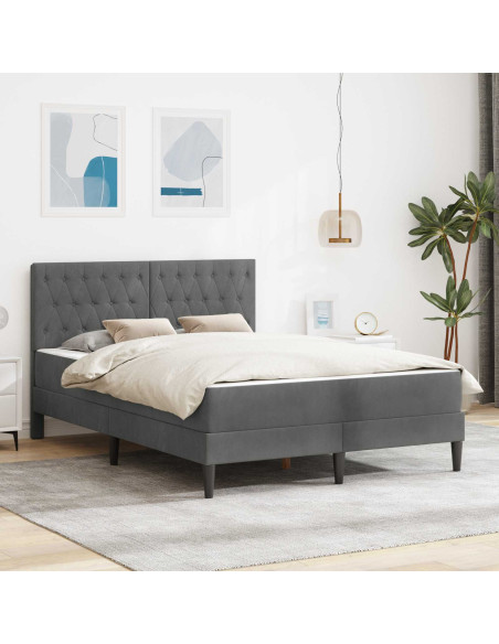 Struttura letto con materasso Grigio scuro 120 x 190 cm Velluto