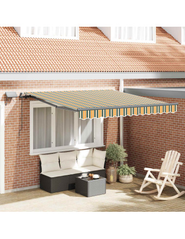 Tenda Retrattile Verde e giallo 350 x 250 cm Tessuto