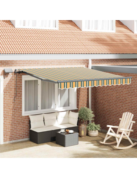 Tenda Retrattile Verde e giallo 350 x 250 cm Tessuto