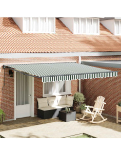 Tenda Retrattile Verde e Bianco 400 × 300 cm