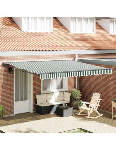 Tenda Retrattile Verde e Bianco 400 × 300 cm